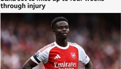 无缘对阵利物浦！BBC：萨卡腿筋受伤，预计将伤缺4周