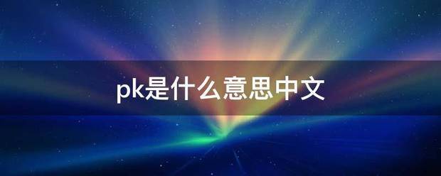 pk是什么意思金西夜过学频望搞武中文