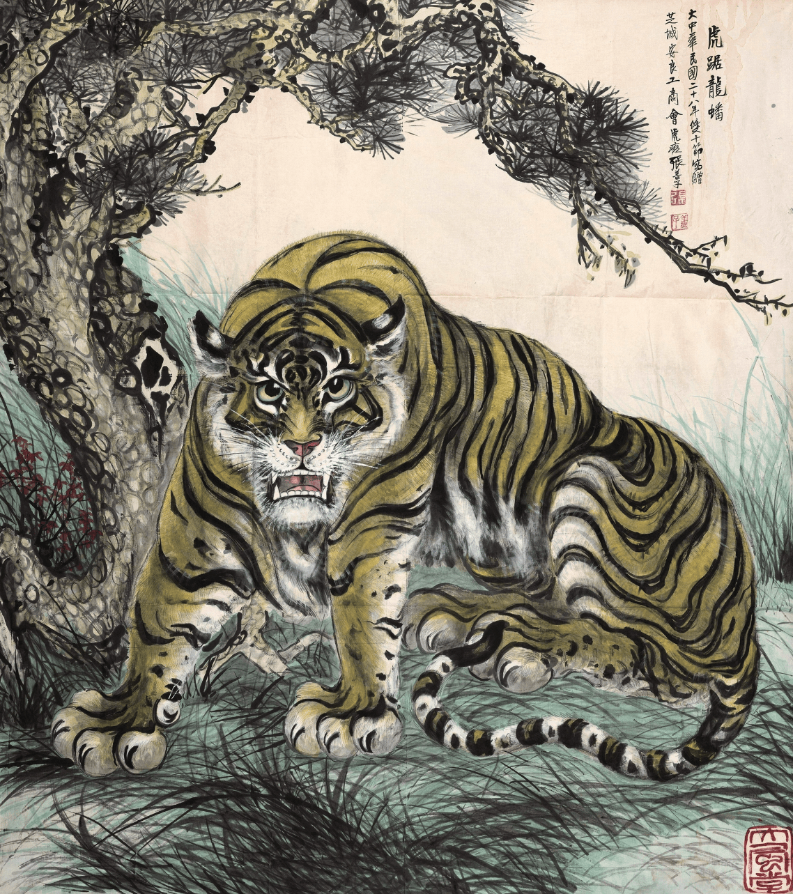 虎王张善孖“虎踞龙蟠”当年芝加哥洪门一万国币购藏